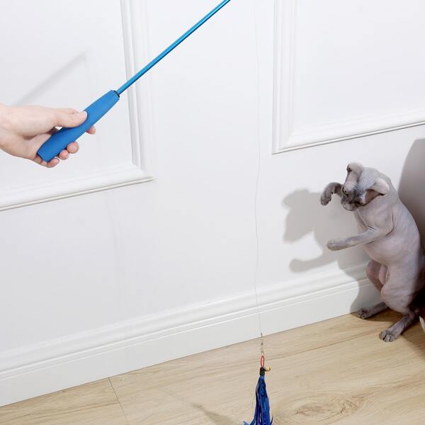 

Tassel Retractable Cat Teaser Stick, Baby blue