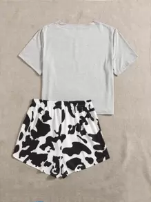 卡通和字母圖案睡衣套裝 - 彩色 - 查看 2