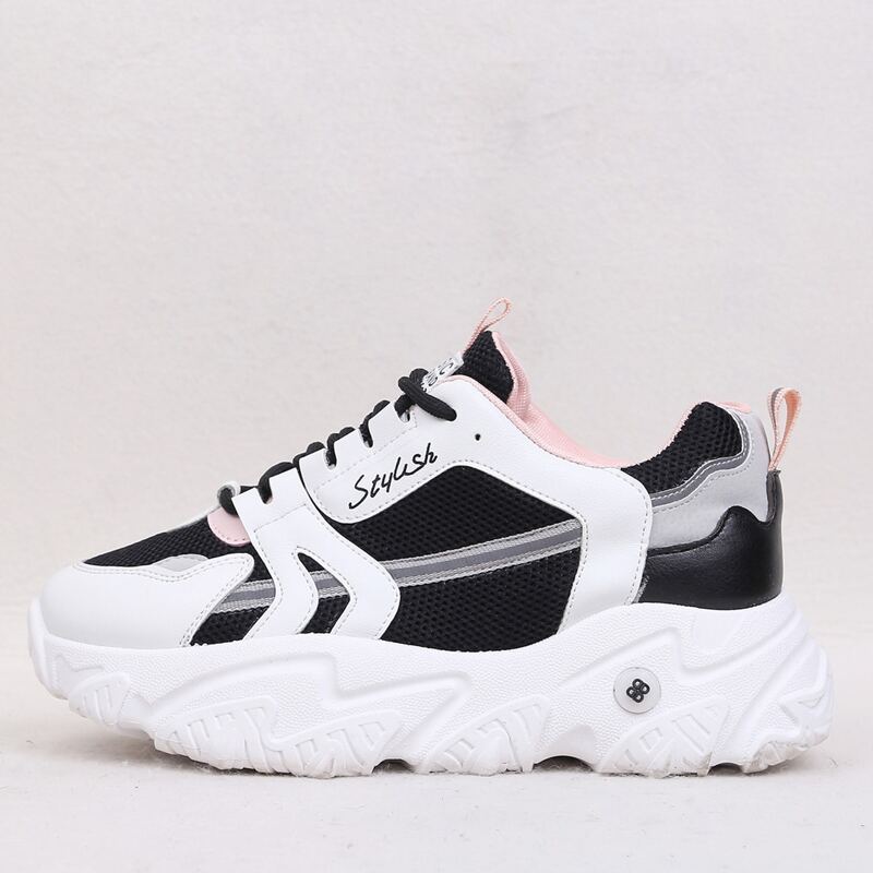 

Lace-up Front Mesh Panel Sneakers, Black