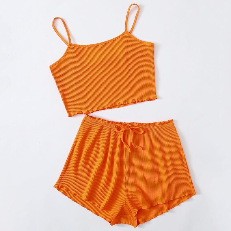 

Ribbed Cami & Shorts PJ Set, Orange