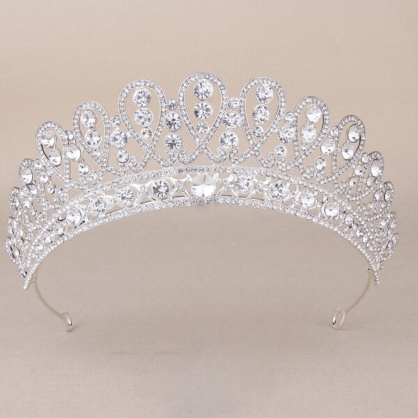 

Rhinestone Decor Crown Design Hair Accessory, Silver