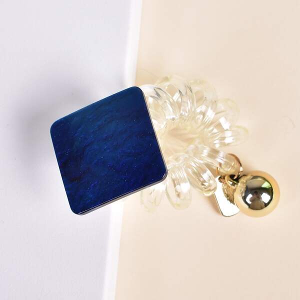 

Geometric Decor Hair Tie, Navy blue