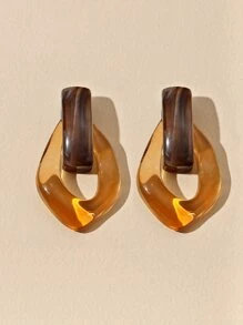 1 Pair Fashionable & Unique Transparent Water Drop Geometric Earrings - Green - View 8