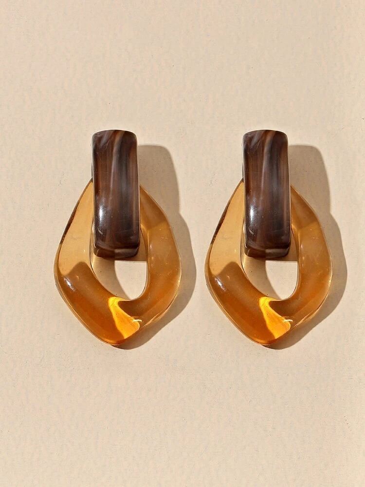 1pair Fashionable Unique Transparent Water Drop Geometric Earrings