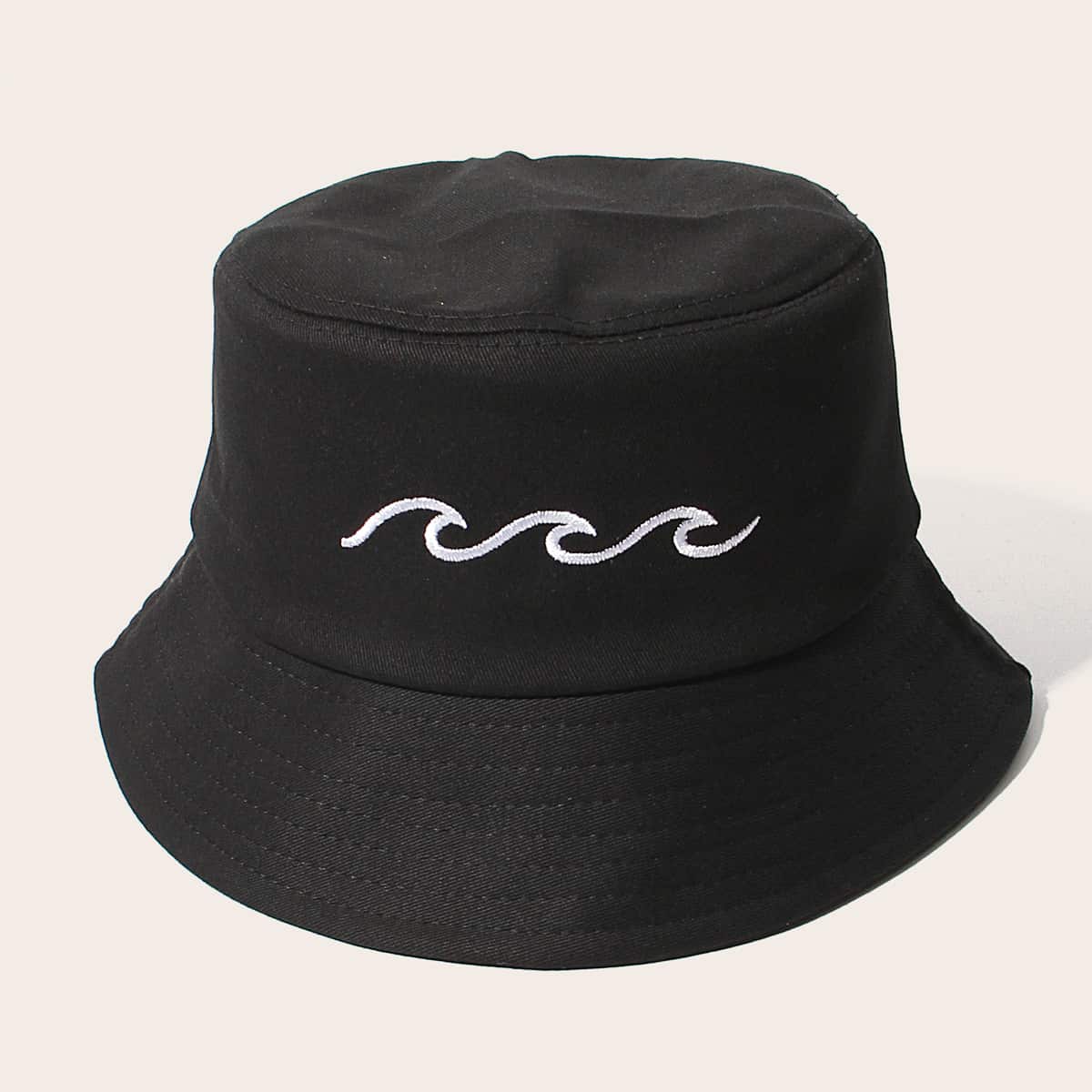 

Guys Graphic Embroidery Bucket Hat, Black