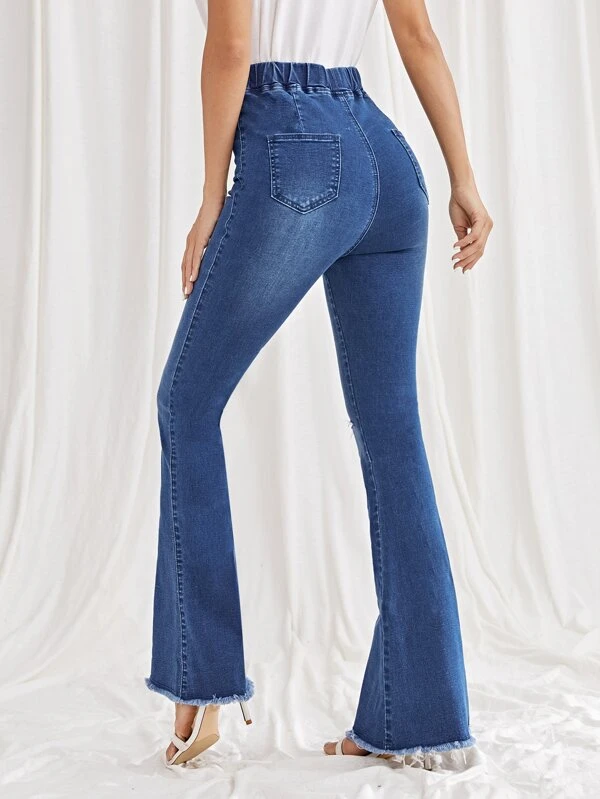 Vlak Jeans Knoop | SHEIN Nederland