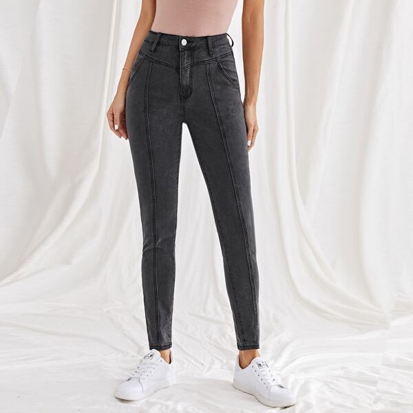 

High Stretch Skinny Jeans, Dark grey