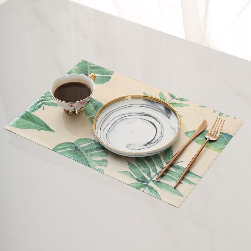 

1pc Leaf Print Placemat, Multicolor