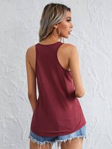 SHEIN Essnce Racerback Solid Tank Top - Maroon - View 2