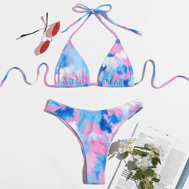 

Tie Dye Triangle Bikini Swimsuit, Multicolor