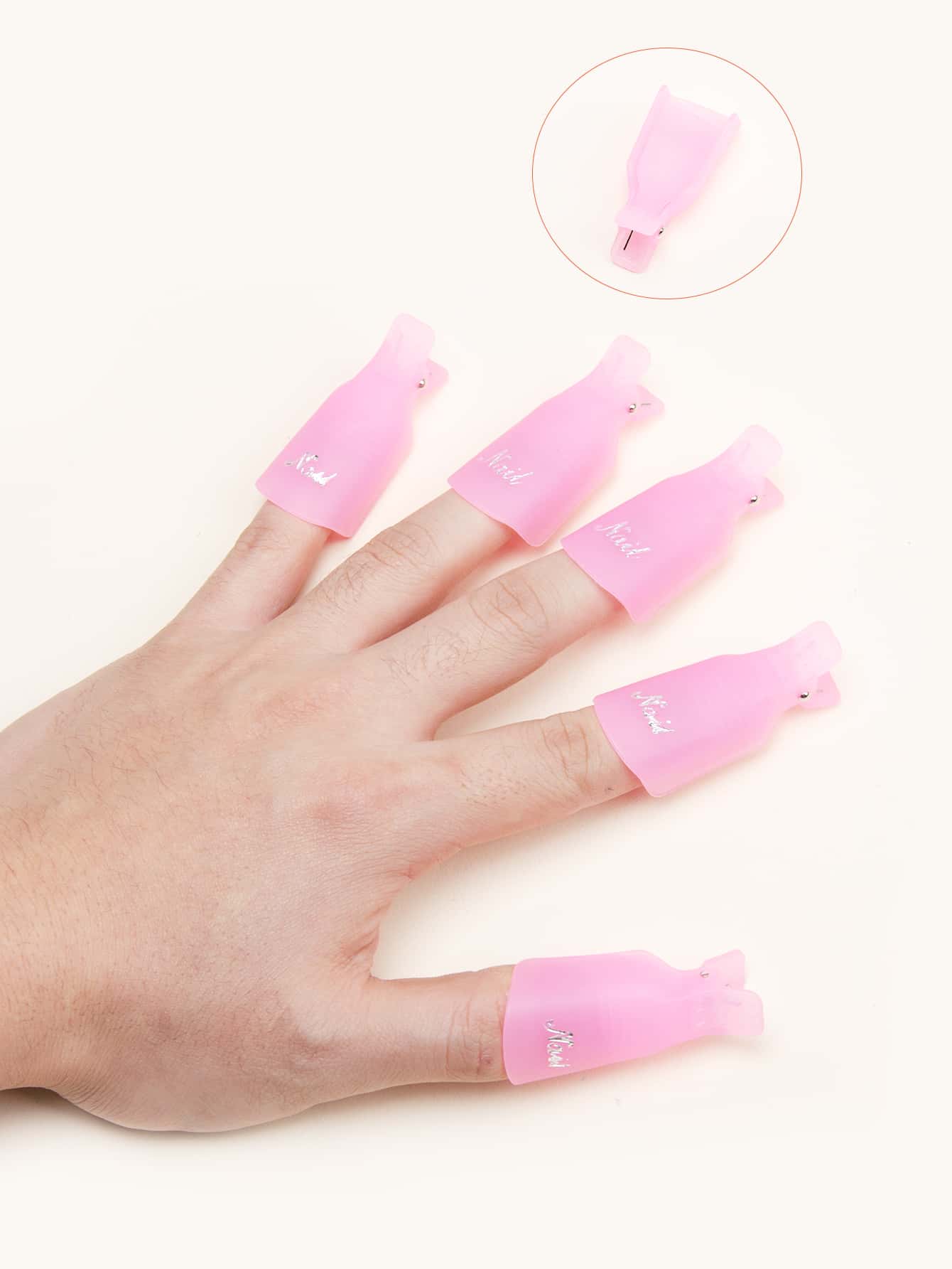 5Pcs Pink Nail Polish Remover Clips Plastic Reusable Finger Nail Clips