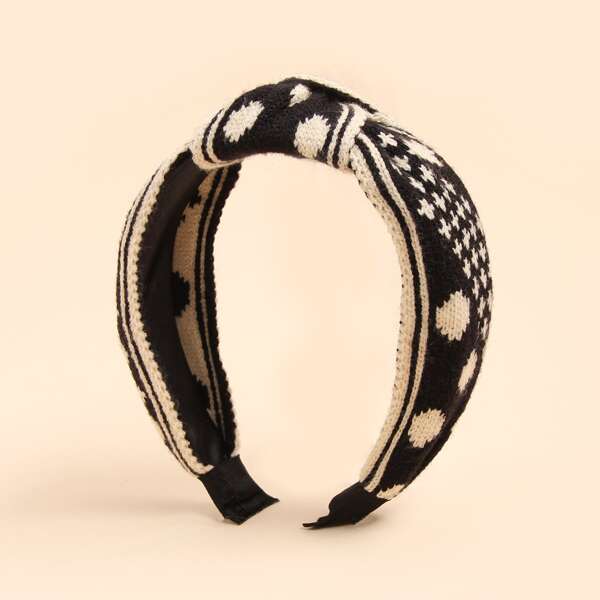 

Two Tone Knot Decor Hair Hoop, Black
