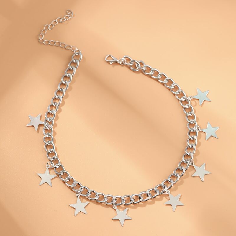

Star Charm Chain Choker, Silver