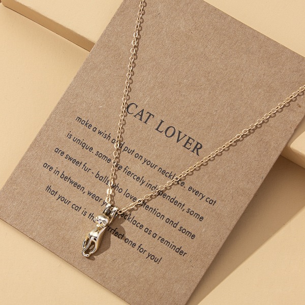 

Toddler Girls Cartoon Cat Pendant Necklace, Gold