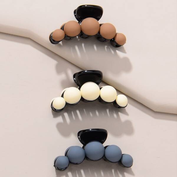 

3pcs Round Decor Hair Claw, Multicolor