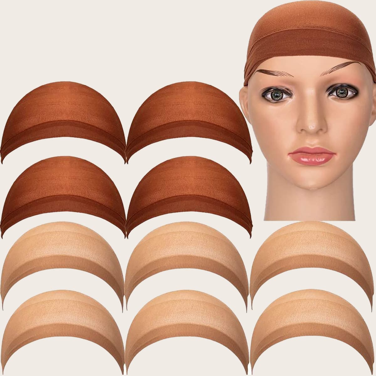 

10pcs Stretchable Wig Cap, Multicolor