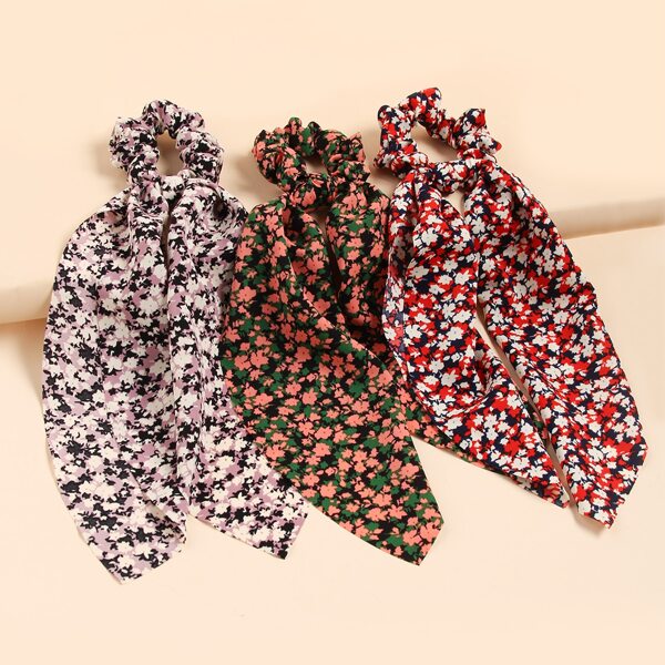 

3pcs Ditsy Floral Pattern Scrunchie Scarf, Multicolor