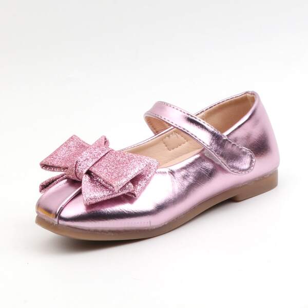 

Girls Glitter Bow Decor Flats, Pink