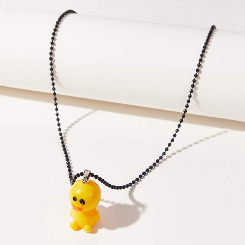 

Cartoon Duck Charm Necklace, Black