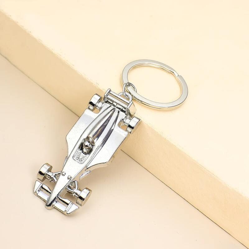 

Racing Car Charm Keychain, Silver