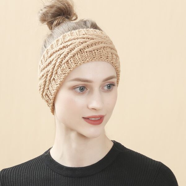 

Solid Knit Headband, Camel