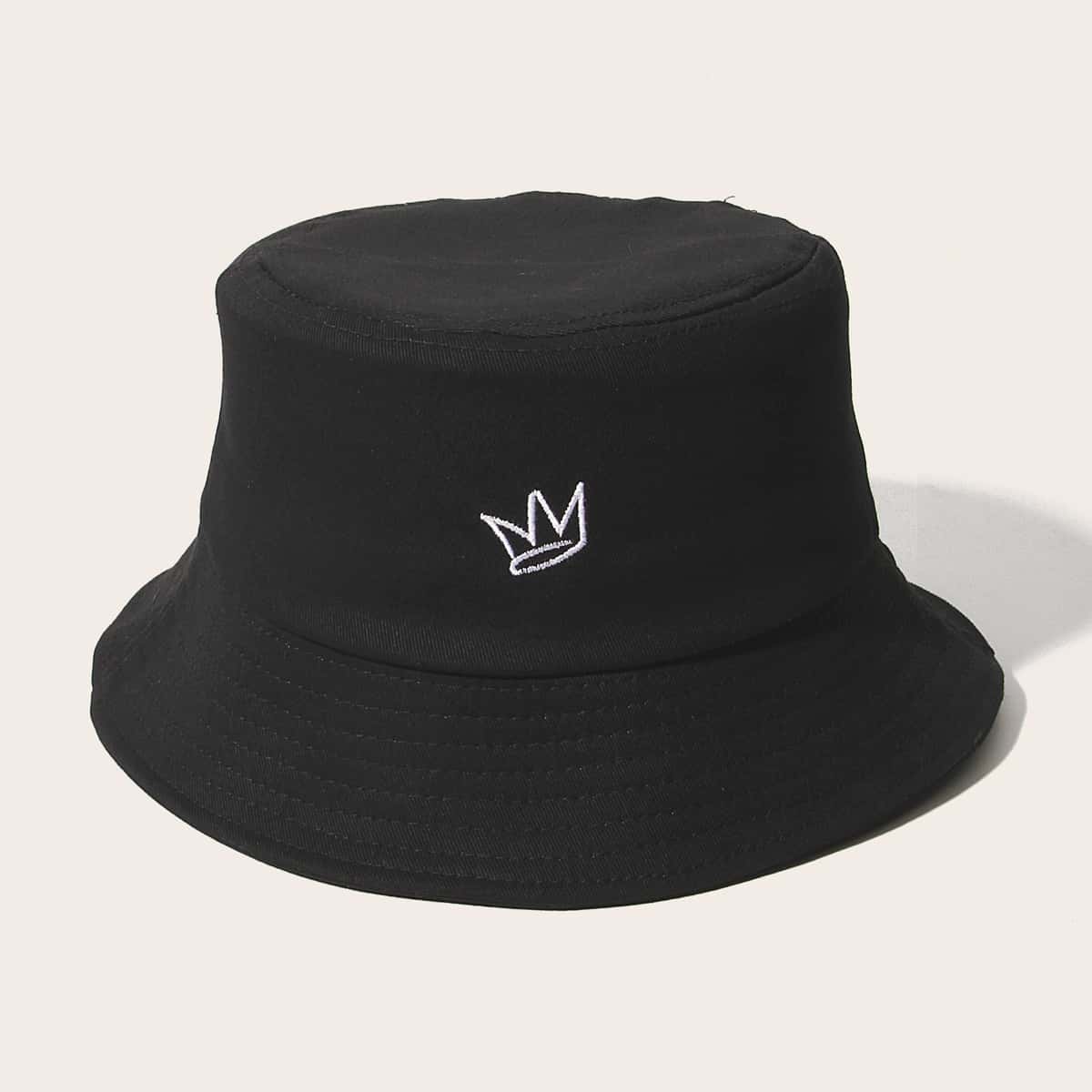 

Guys Crown Embroidery Bucket Hat, Black