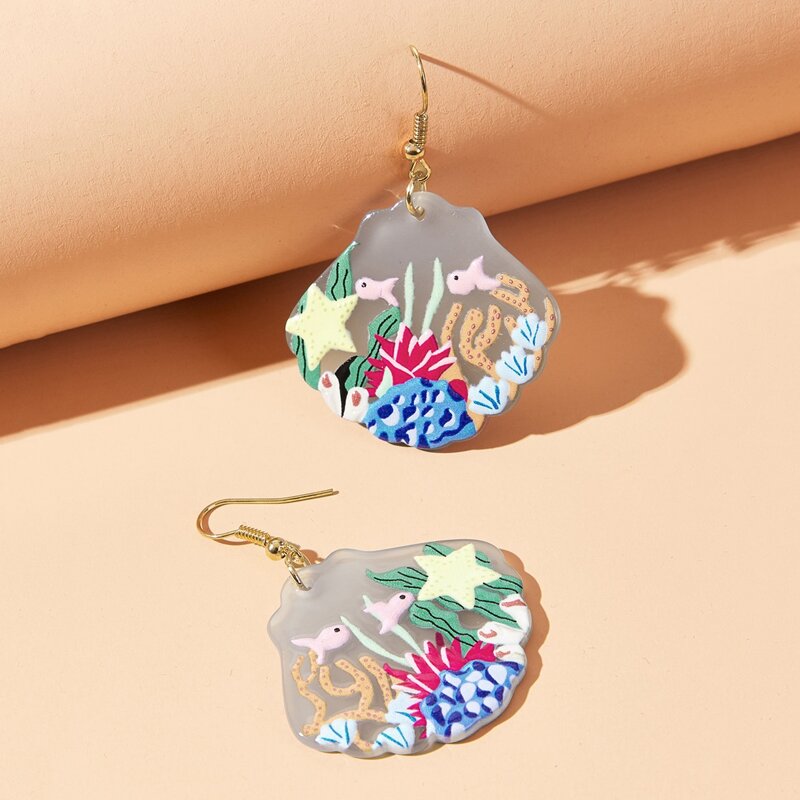 

Underwater Scenery Drop Earrings, Gold