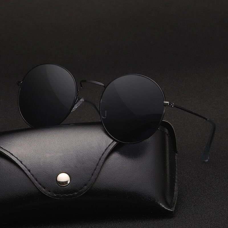 

Guys Round Frame Sunglasses, Black