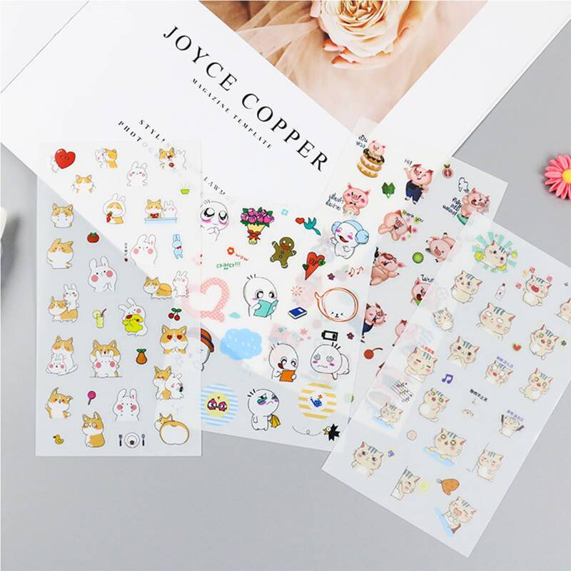 

6sheets Random Cartoon Sticker, Multicolor
