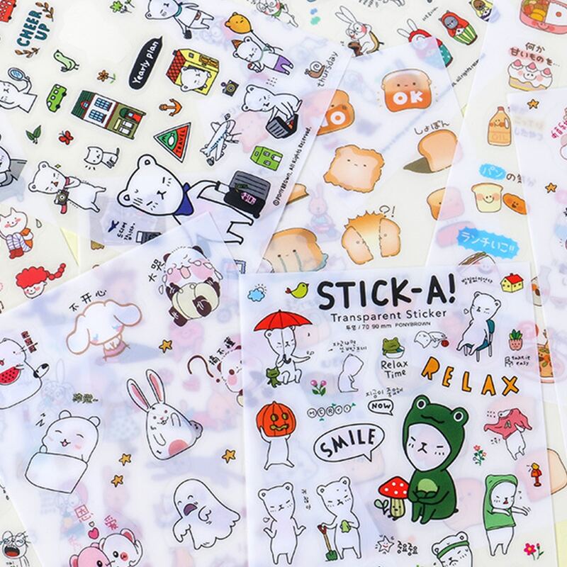 

6sheets Random Cartoon Sticker, Multicolor
