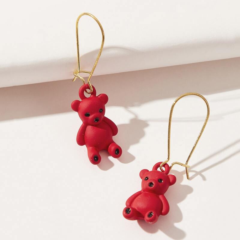 

Bear Decor Hoop Earrings, Gold