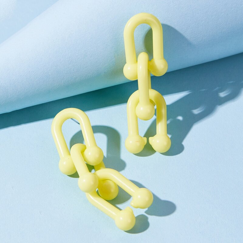 

Acrylic Chain Drop Earrings, Yellow
