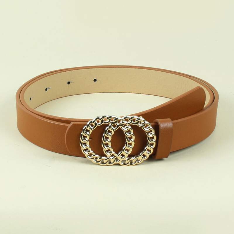 

Chain Ring Buckle Belt, Camel