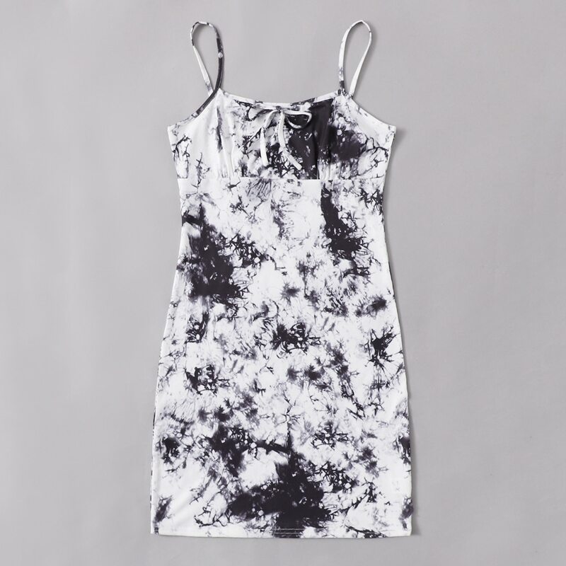 

Tie Dye Cami Dress, Black and white