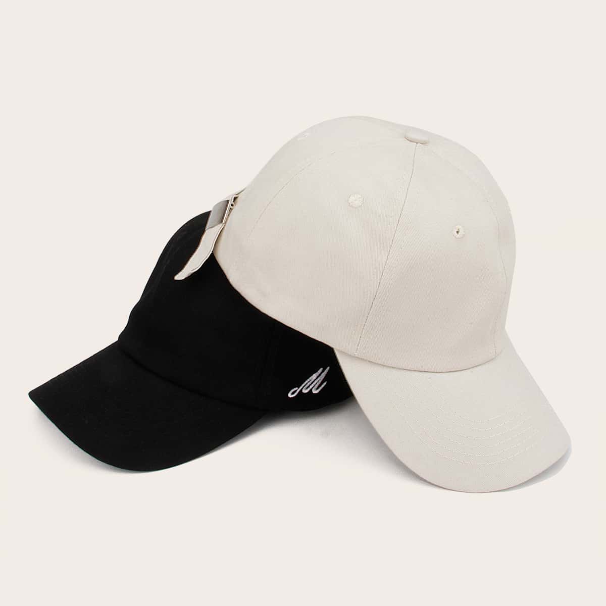 

2pcs Simple Plain Baseball Cap, Black and white