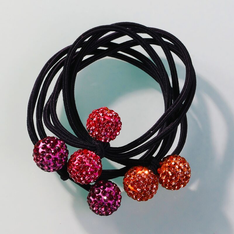 

3pcs Rhinestone Ball Hair Tie, Multicolor