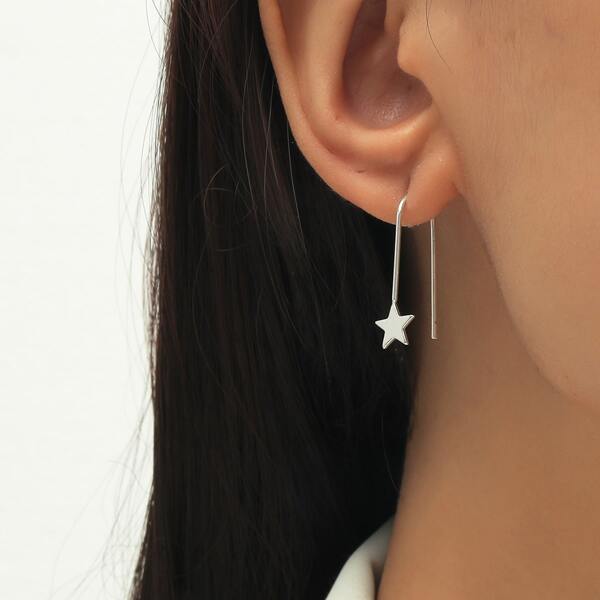 

Star Detail Earrings, Silver