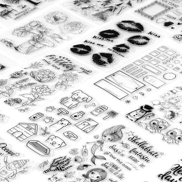 

1pc Random Pattern Silicone Stamp, Black