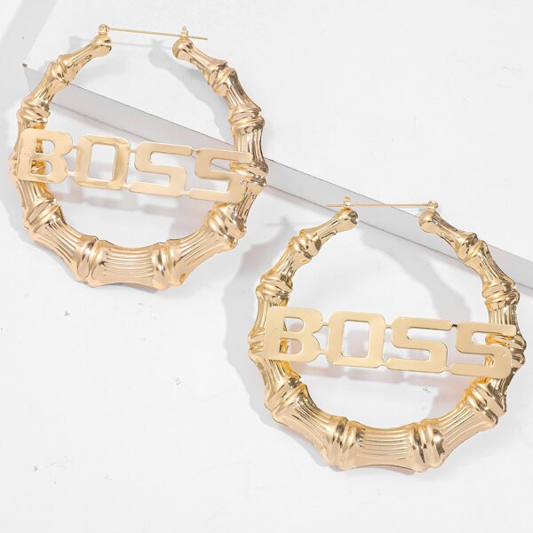 

Letter Design Bamboo Joint Earrings, Gold