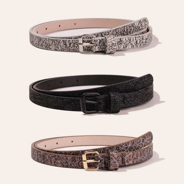 

3pcs Plus Metal Buckle Belt, Multicolor