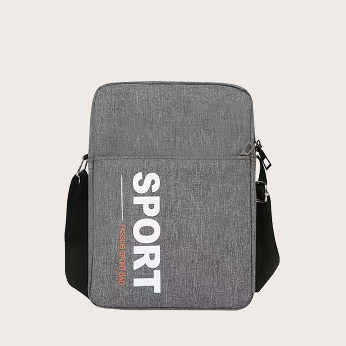 

Guys Letter Graphic Crossbody Bag, Grey