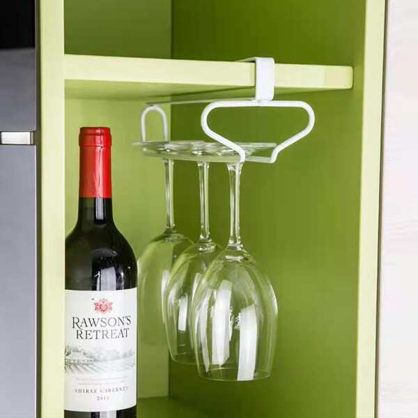 

1pc Wine Glass Hanging Storage Rack, White