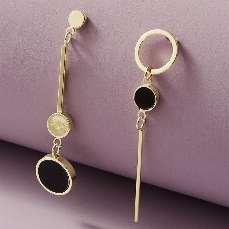 

Bar & Circle Drop Earrings, Gold