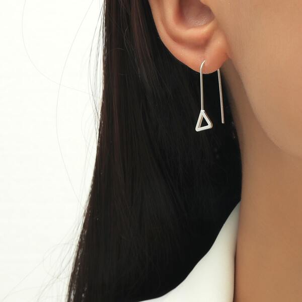 

Triangle Drop Earrings, Silver