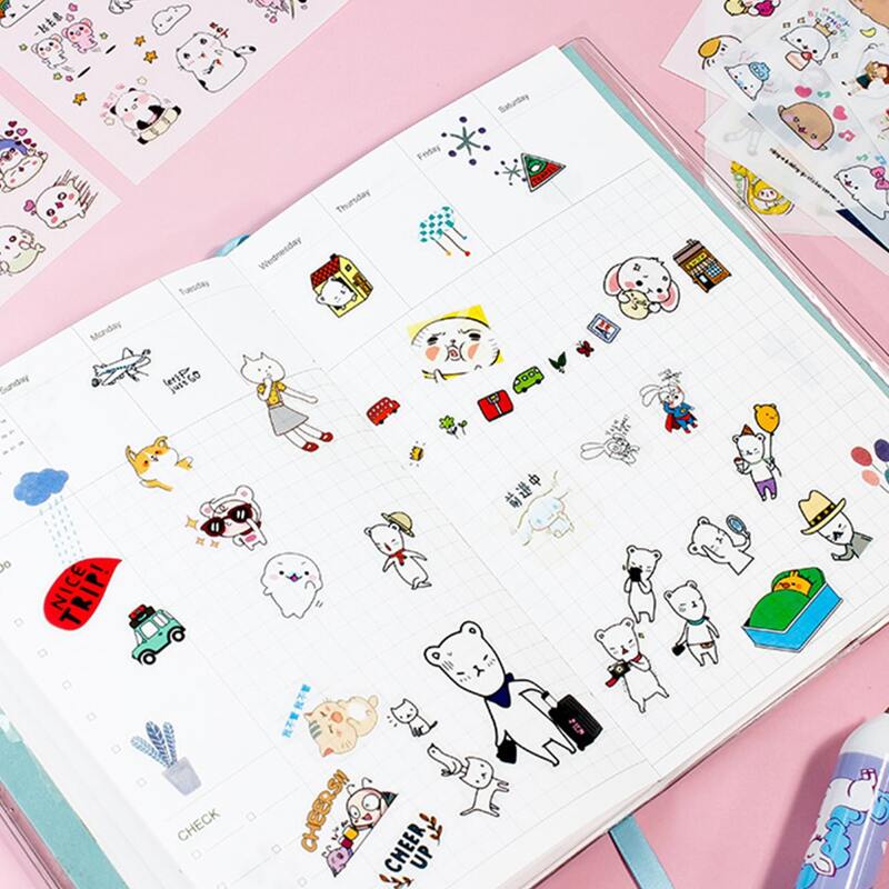 

6sheets Random Cartoon Sticker, Multicolor