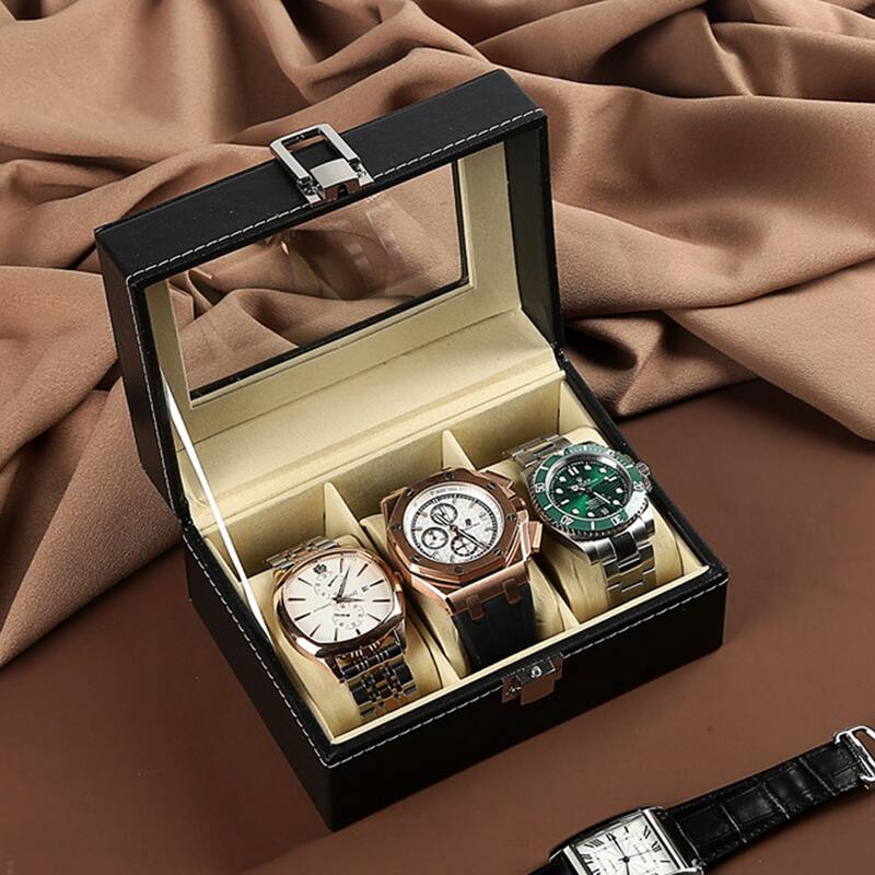 

1pc Random PU Watch Storage Box, Black