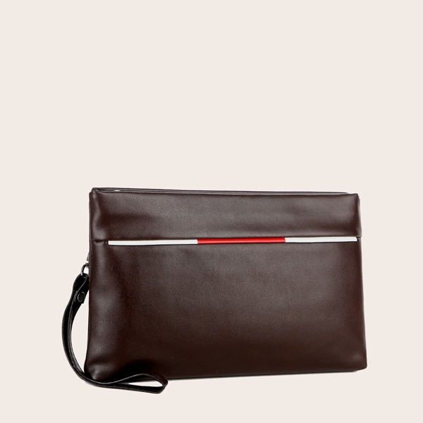 

Men Minimalist Clutch Bag With Wristlet, Coffee brown