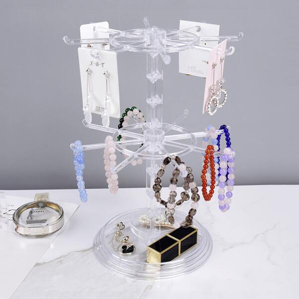 

1pc Rotary Jewelry Storage Rack, Clear