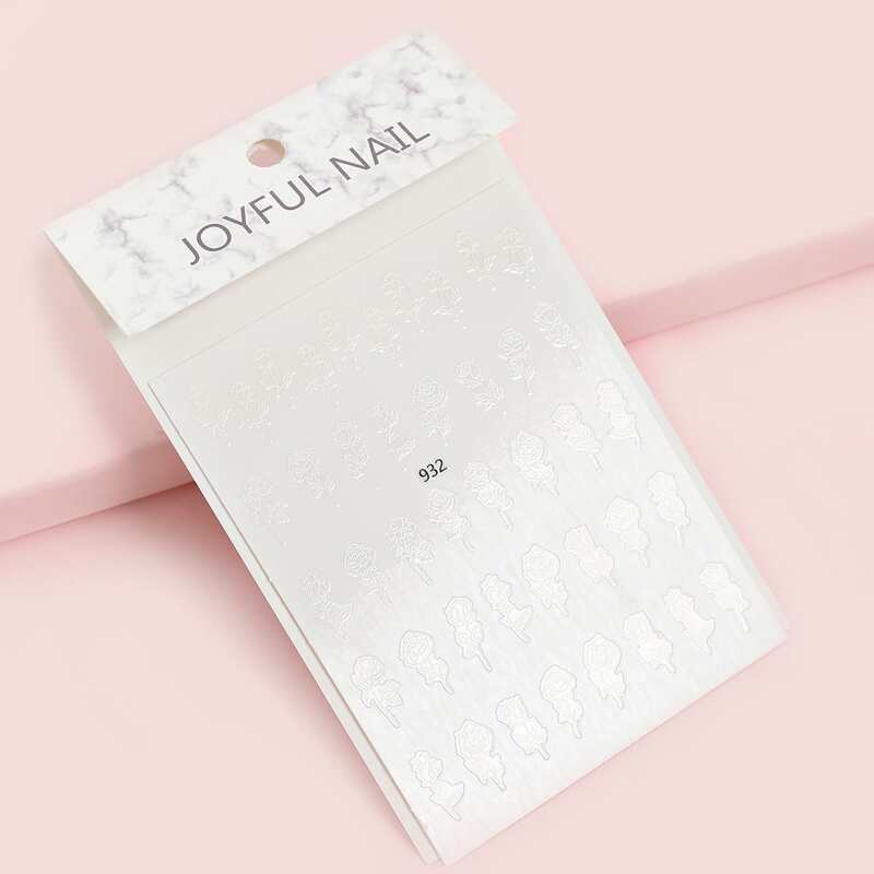 

1sheet Rose Pattern Nail Art Sticker, White