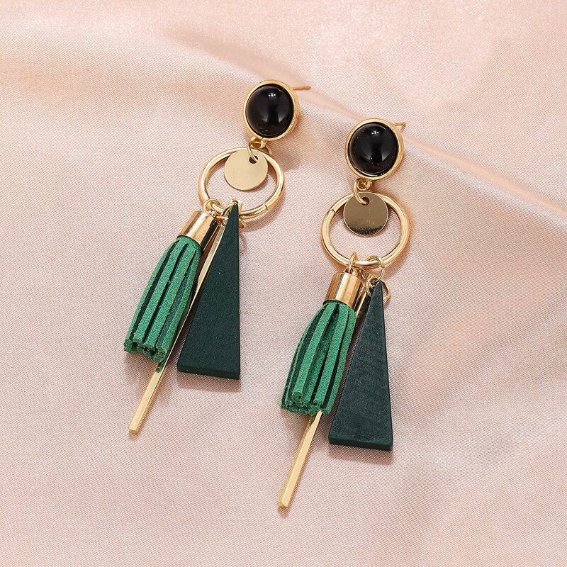 

Tassel & Bar Drop Earrings, Green